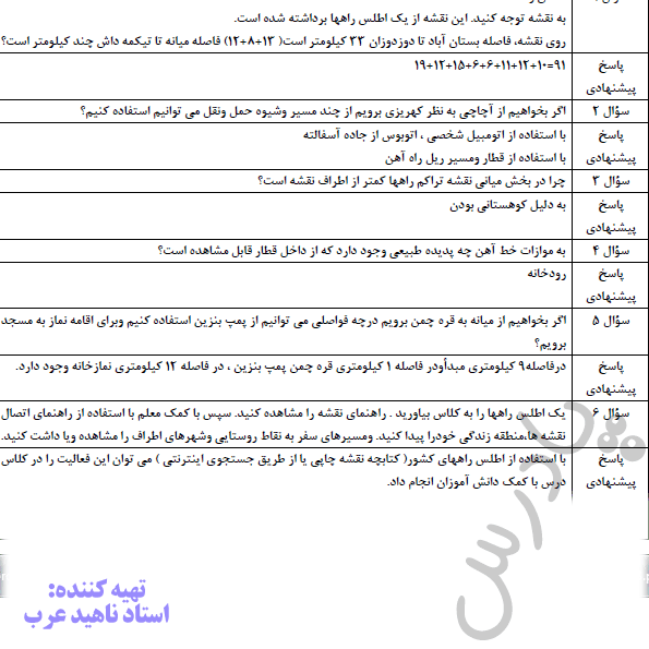 پاسخ فعالیت صفحه 47 جغرافیا دوازدهم