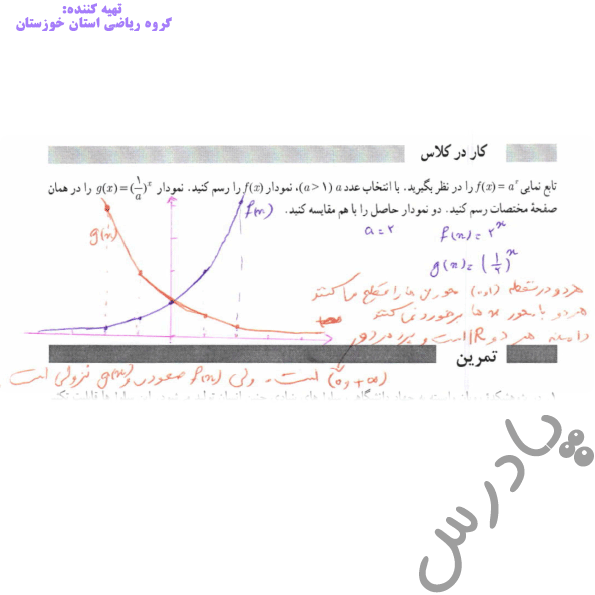 جواب کاردرکلاس صفحه 102 ریاضی دوازدهم انسانی