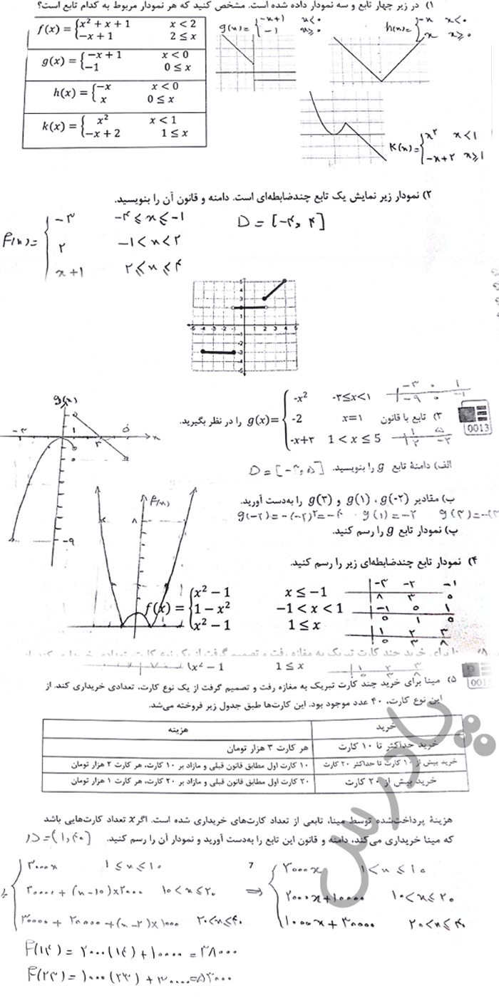 حل مسائل صفحه 8 ریاضی دوازدهم فنی و حرفه ای