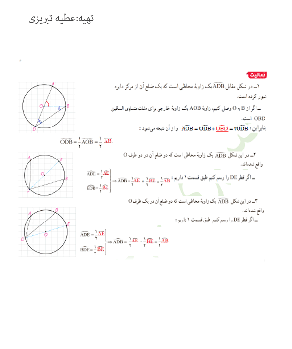 پاسخ فعالیت2 صفحه 13 هندسه یازدهم